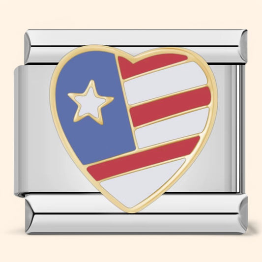 USA Heart - Silver